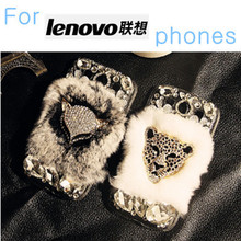Real rabbit fur luxury rhinestone diamond case For Lenovo K920 K910 Vibe X2 S90 S890 S860