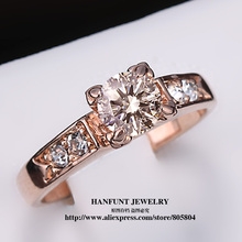 R051 Classic Crystal Ring 18K K Gold Plated Wedding Ring Made with Genuine Austrian Crystals Full Sizes Wholesale