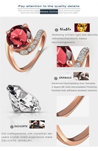 LZESHINE Brand Personalited Red Ruby Ring Real 18K Rose Gold Plated Genuine SWA Element Austrian Crystal