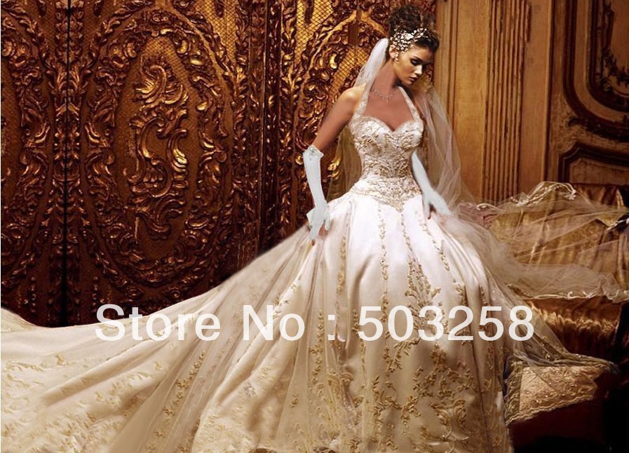 gold wedding dresses