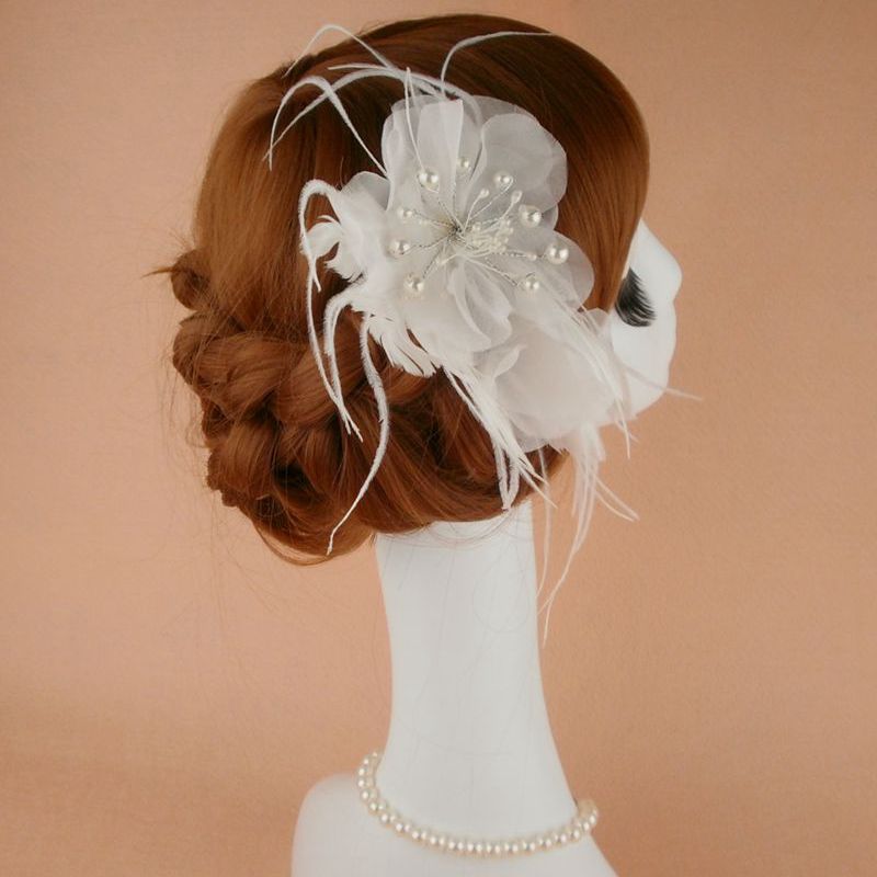 Silk white wedding hair flower