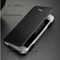 Ultrathin Flip Leather case for iphone 4s 4g 5g hybrid Aluminum cover inside ,Unique flip cover for iphone 5g with free gift