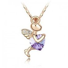 K086 The color of gold ShiLuoHua s poem element crystal necklace angels love god Cupid mixed