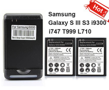 2x 2300mAh Commercial Battery Wall Charger for Samsung Galaxy S III S3 i9300 i747 T999 L710