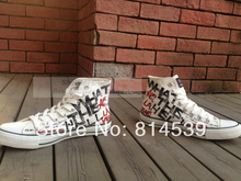 Avril Lavigne What The Hell Canvas Shoes Hand Painted Fashion Sneakers High Top Casual Shoes