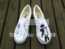 Michael Jackson Hand Painted Slip On White Canvas Shoes Custom Sneakers for Men/Women