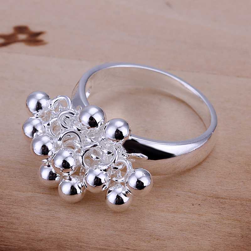Free Shipping 925 Sterling Silver Ring Fine Fashion Grape Silver Jewelry Ring Women Men Gift Finger