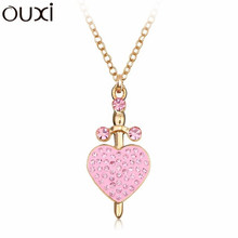 Big Coupon Discount Women Necklace Pendant Crystal Jewelry Collar Cupid Arrow White Gold Plated Necklaces OUXI