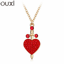 Big Coupon Discount Women Necklace Pendant Crystal Jewelry Collar Cupid Arrow White Gold Plated Necklaces OUXI