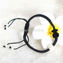 Shipment Free Natural pearl with Agate bear lady woven bracelet fashion women stainless steel jewelery