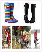 high quality rubber  motorcycle  riding boots for women Santa Claus pattern  gumboots rain boots  waterproof wellingtons Botas