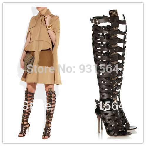 high heels summer boots plus size knee high gladiator heels sandals ...