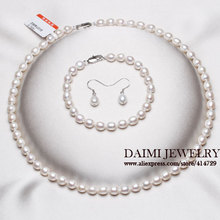 DAIMI Jewelry Set  Rice Pearl Necklace Bracelet Earring Just for Female,Hot Sale Free Shipping