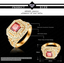 Fashion Ring Real 18K Gold Plated Red Ruby Simulated Retro Ring Made With Genuine SWA Stellux