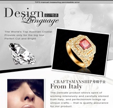 Fashion Ring Real 18K Gold Plated Red Ruby Simulated Retro Ring Made With Genuine SWA Stellux