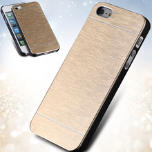 Top Quality!! Fashion Metal Brush Case For iphone 5 5S 5G 4 4S 4G  Aluminum  PC Hard Back Cover Motomo Logo Retail SGS03890