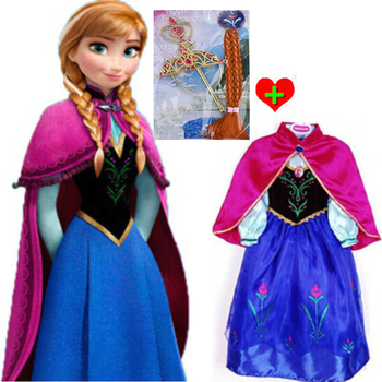 2015 горячая распродажа Новый стиль девушки мода платье принцессы детская cloting, платье эльза и анна платье