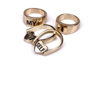 4 pcs set personality fashion accessories vintage gold joint ring brief lettering letter finger ring honey