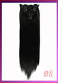 22"(55cm) straight clip in  hair extensions 130g 7pcs/set hot resistent synthetic, color #2 dark brown