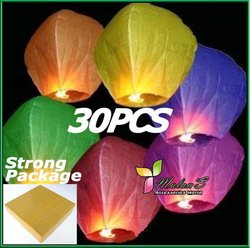 15%OFF Mulan'S 30pcs Mixed Color Shipping UFO Sky Wishing Lantern Chinese Lantern Wedding Xmas Halloween Lamp ,FREE SHIPPING(China (Mainland))