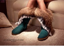 High Quality Nature Fox Fur New Fashion snow boots for women real genuine leather winter shoes