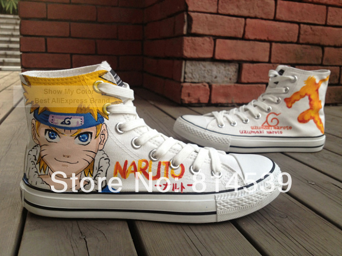 Naruto Uzumaki Anime Canvas Shoes Hand Painted High Top Fashion Sneakers For Men Women