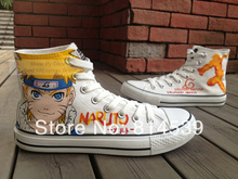 Naruto Uzumaki Anime Canvas Shoes Hand Painted High Top Fashion Sneakers For Men Women