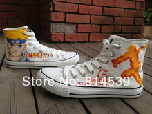 Naruto Uzumaki Anime Canvas Shoes Hand Painted High Top Fashion Sneakers For Men Women