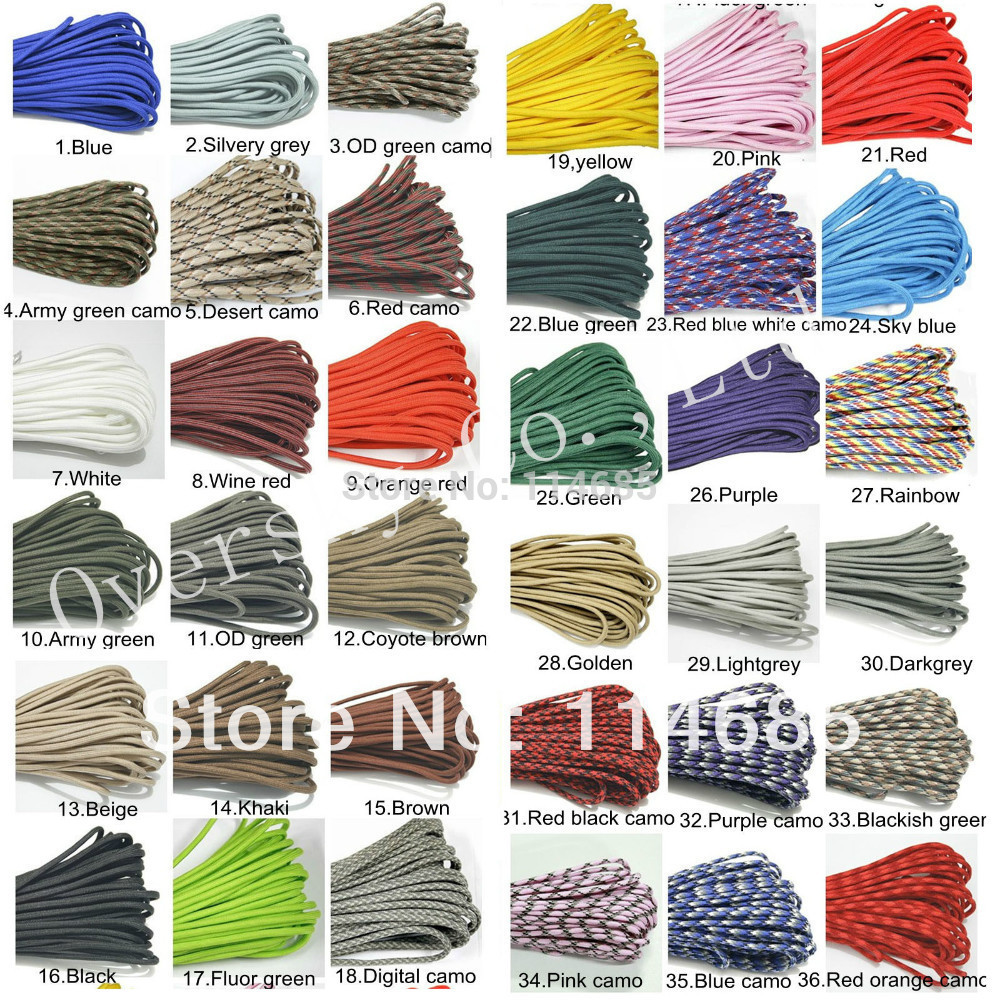 108 цветов Paracord 550 Paracord Парашютом Шнура Ремешок Веревка Миль Spec Тип III 7 Strand 100FT Восхождение Кемпинг аварийно-спасательное оборудование