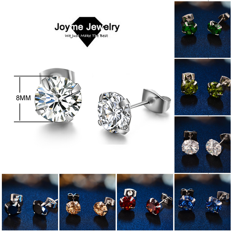 Free Shipping Wholesale 2015 New 925 Sterling silver Zircon Stud Earrings Fashion Jewelry For Women Anti