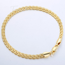 5mm Flat Wheat Mens Chain 18K Gold Filled Necklace Chain Hammered Womens Necklace Bracelet Wholesale Gift