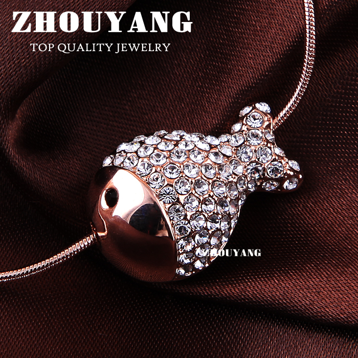 Top Quality ZYN010 Gold Lovely Fish Necklace 18K Rose Gold Plated Fashion Pendant Austria Crystal Wholesale