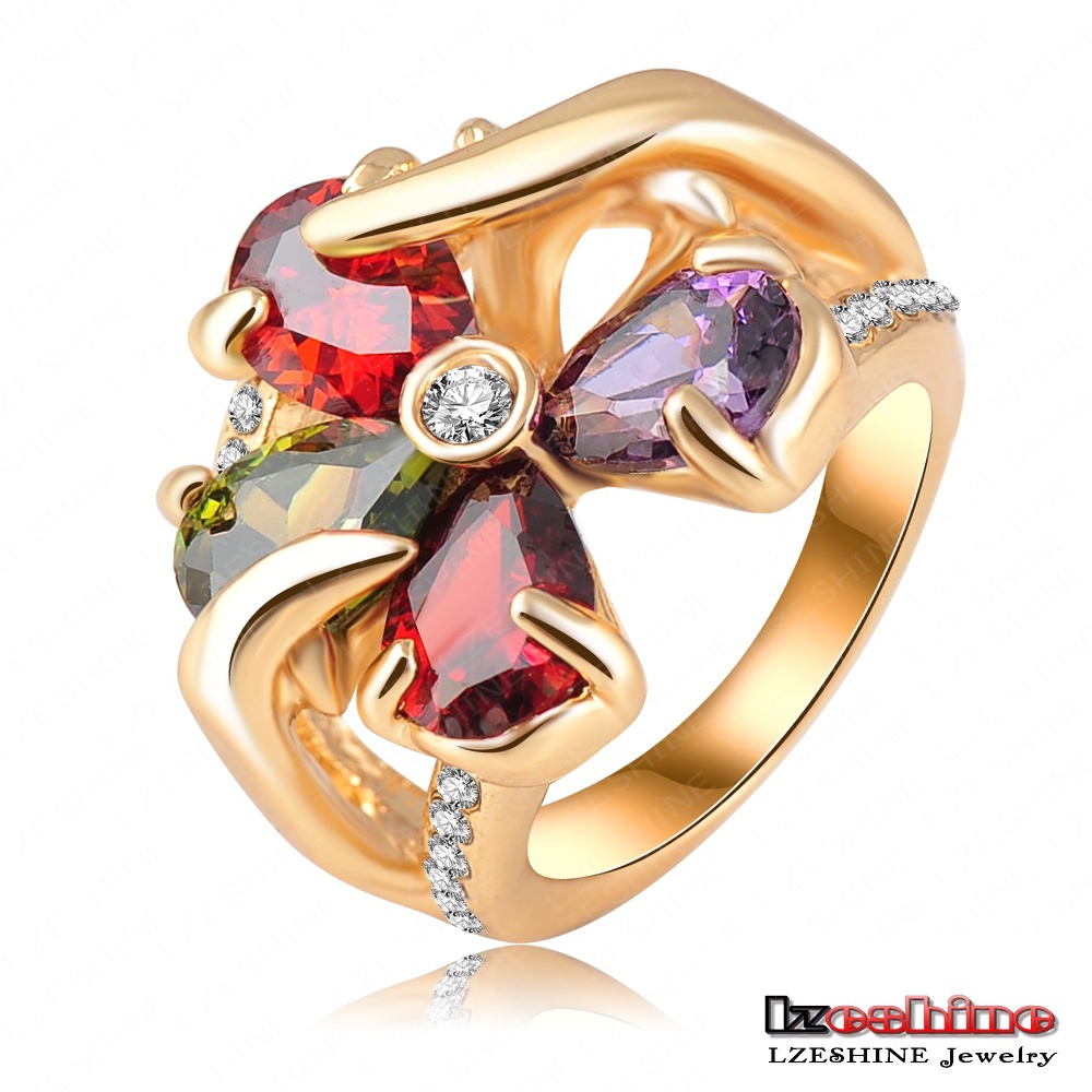 Trendy Rings 18K Rose Gold Plating Romantic Flower Shape Austrian Crystal Zircon Engagement Rings Fine Jewelry