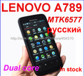 In stock free shipping Original Lenovo A789 MTK6577 Dual Band Android 4.0  wifi GPS 1Ghz 4GB ROM 512 RAM Russian in stock